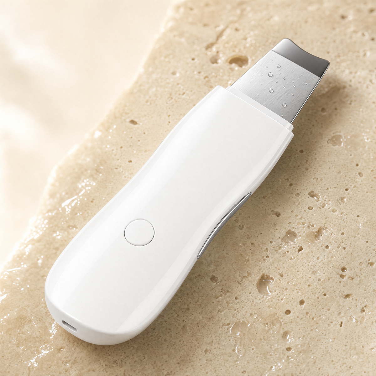 Sonic Cleansing Spatula stainless-steel blade close-up